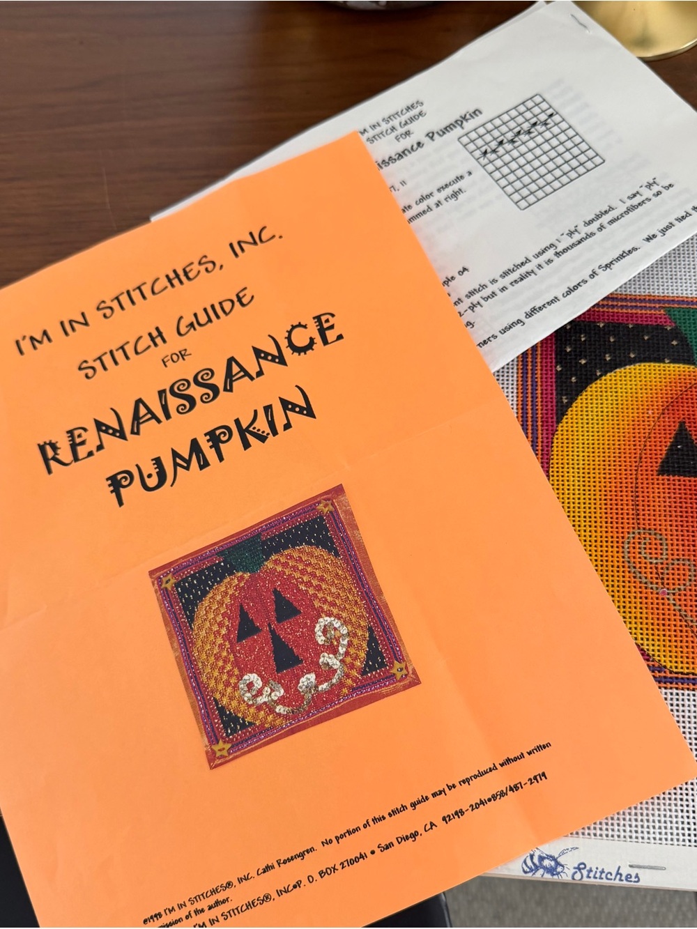 Needlepoint Halloween - threads, frame and guide